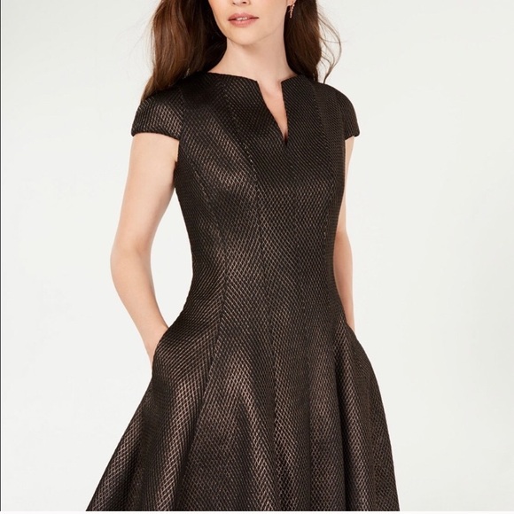 Julia Jordan Diamond Jacquard V-neck Dress size 12 - Picture 1 of 8